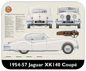 Jaguar XK140 Coupe (disc wheels) 1954-57 Place Mat, Small